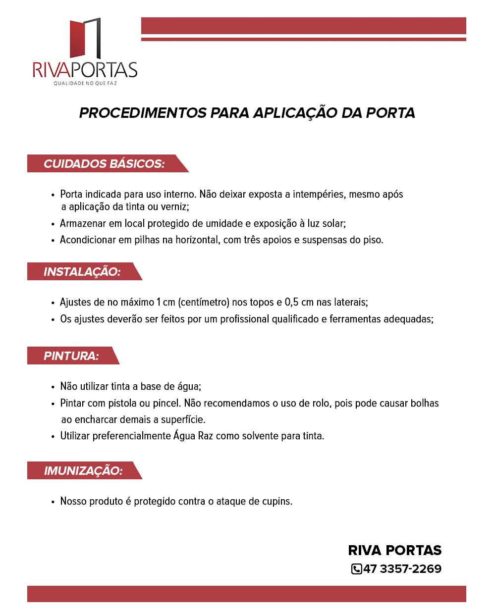 Procedimento para Aplicação da Porta